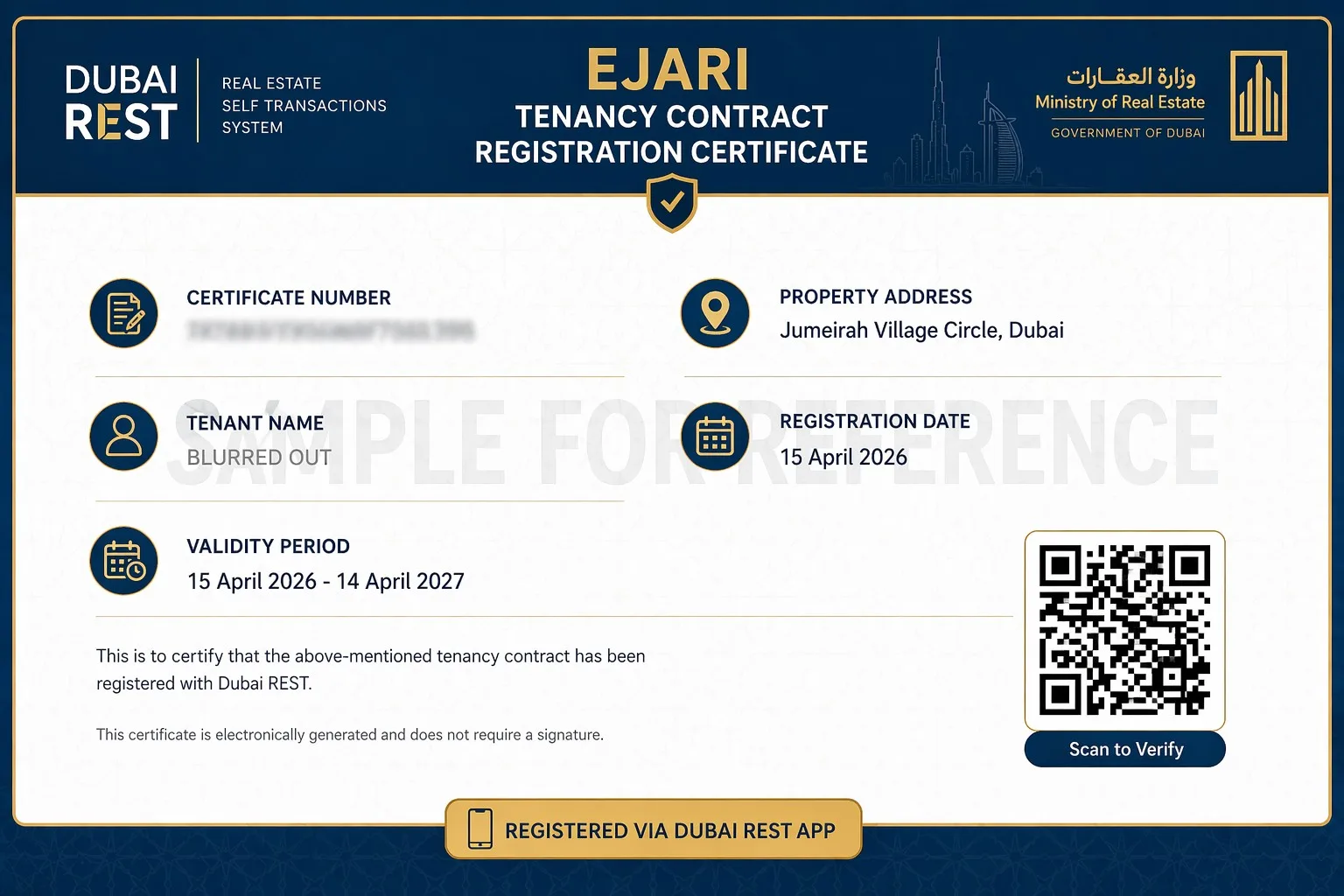 Ejari tenancy certificate Dubai