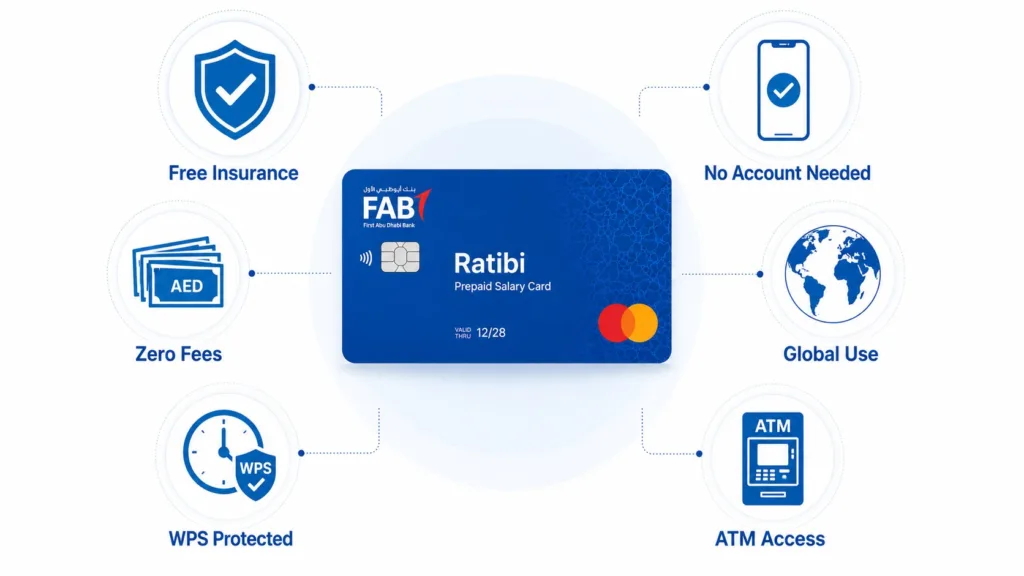 FAB Ratibi Card benefits insurance coverage WPS compliance UAE workers