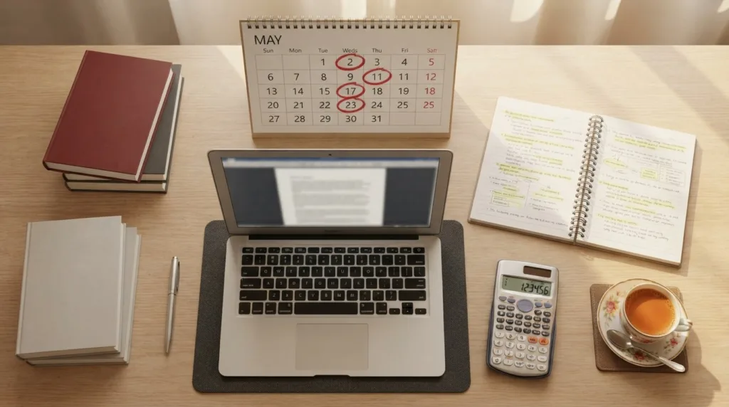 AP exams in UAE 2027 exam dates marked on a May calendar